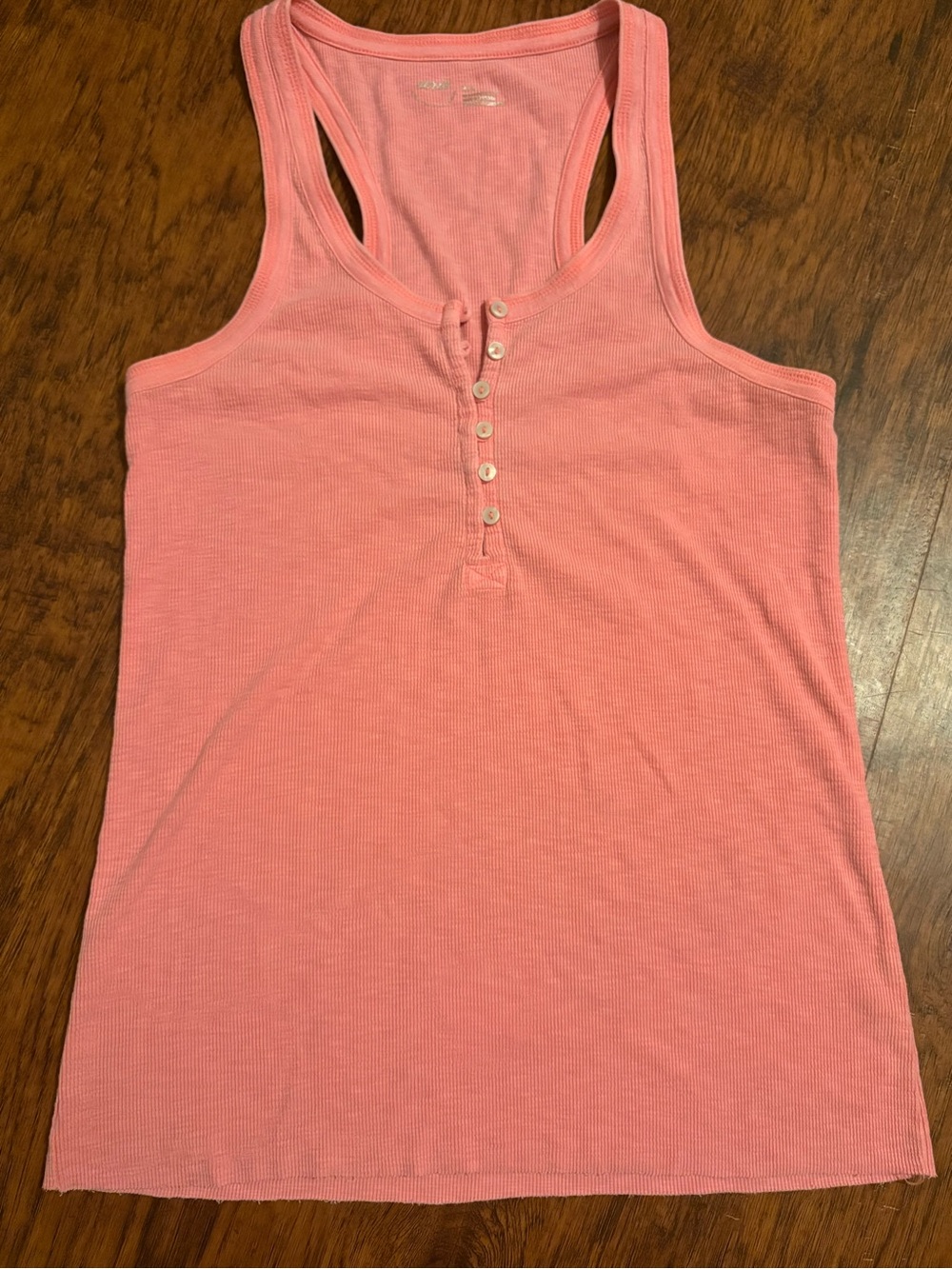aerie Coral Ribbed Henley Racerback Tank